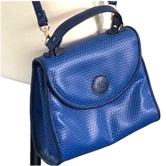 Liz Claiborne Handbags - 🎉HP 🎉 Liz Claiborne 1980s Vintage Cobalt Blue Logo Leather Trim Purse